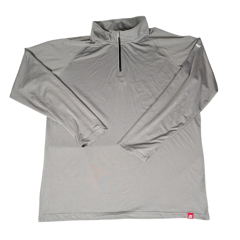 Marucci‎ Mens Grey Quarter Zip Performance Long Sleeve Athletic Training Top